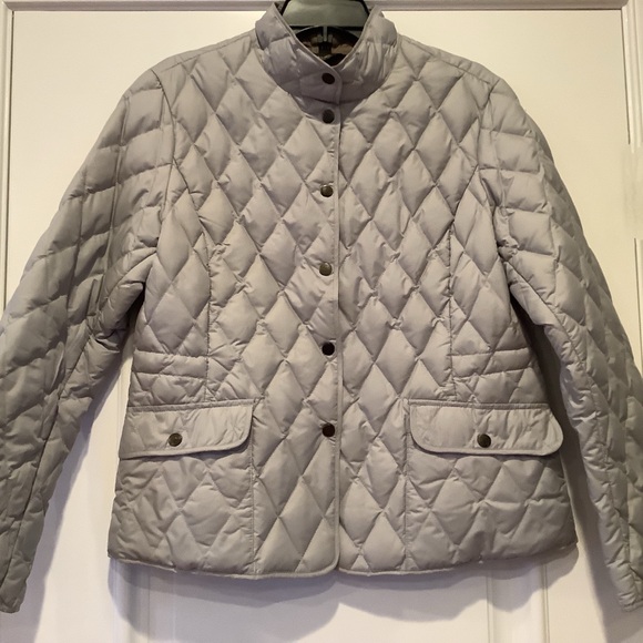 Eddie Bauer EB550 Jacket Goose Down Quilted Gray Jacket Size Large Snap Closure - Picture 2 of 16